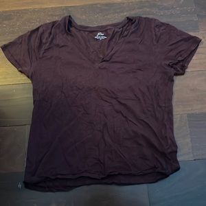 J. Crew Maroon V-neck Tee